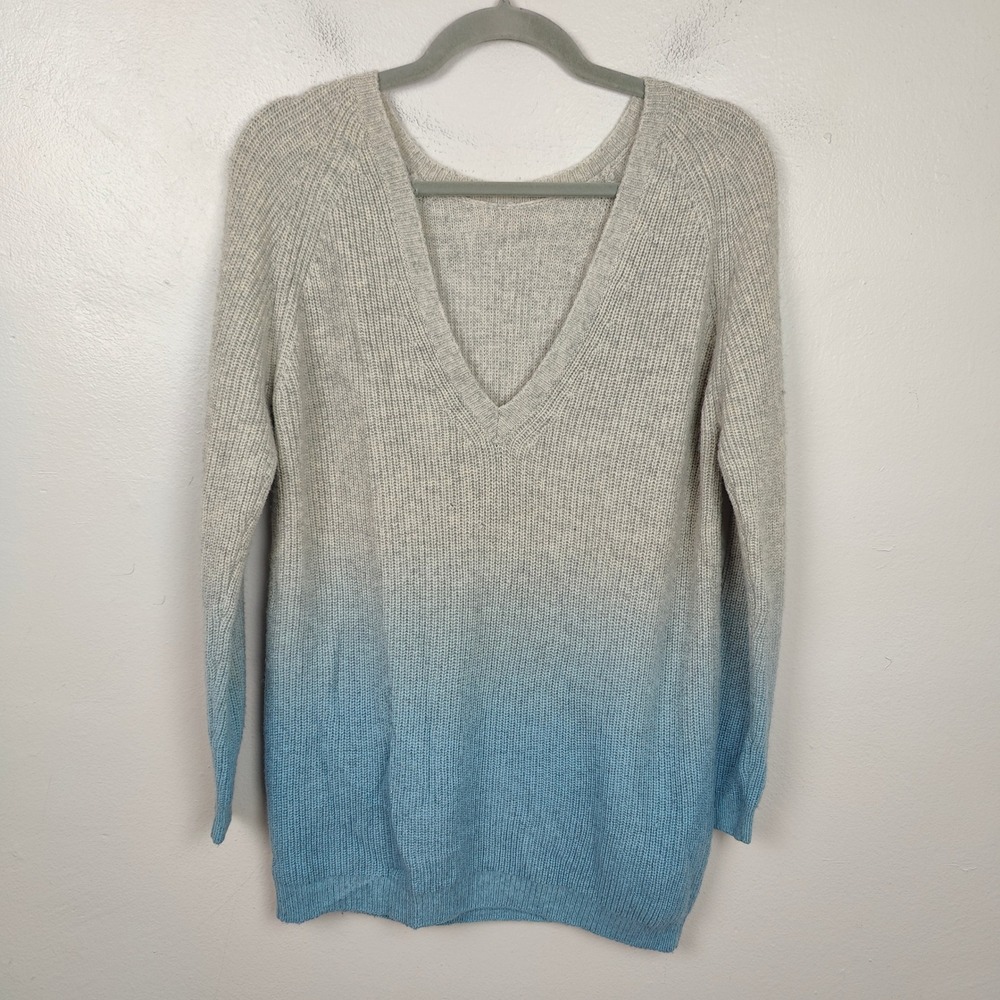 Maje Myster Ombre Wool Cashmere Blend Sweater Womens One Size Grey Blue Gradient - Picture 5 of 10